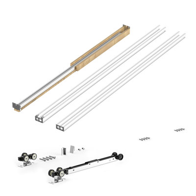Ensemble de cadre pour porte coulissante à galandage, conçu pour les portes de 61 à 91 cm de large et 203 cm de hauteur, avec mécanisme de fermeture amortie bidirectionnel, coulissement fluide et silencieux, installation facile, acier galvanisé de qualité supérieure