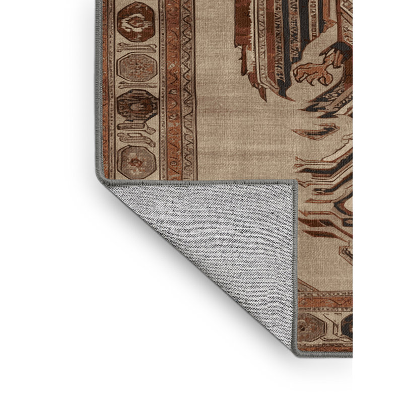 Machine Washable Persian Gray Area Rug, Round 8'