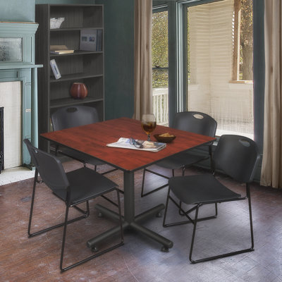 Kobe Square Breakroom Table, 4 Zeng Stack Chairs