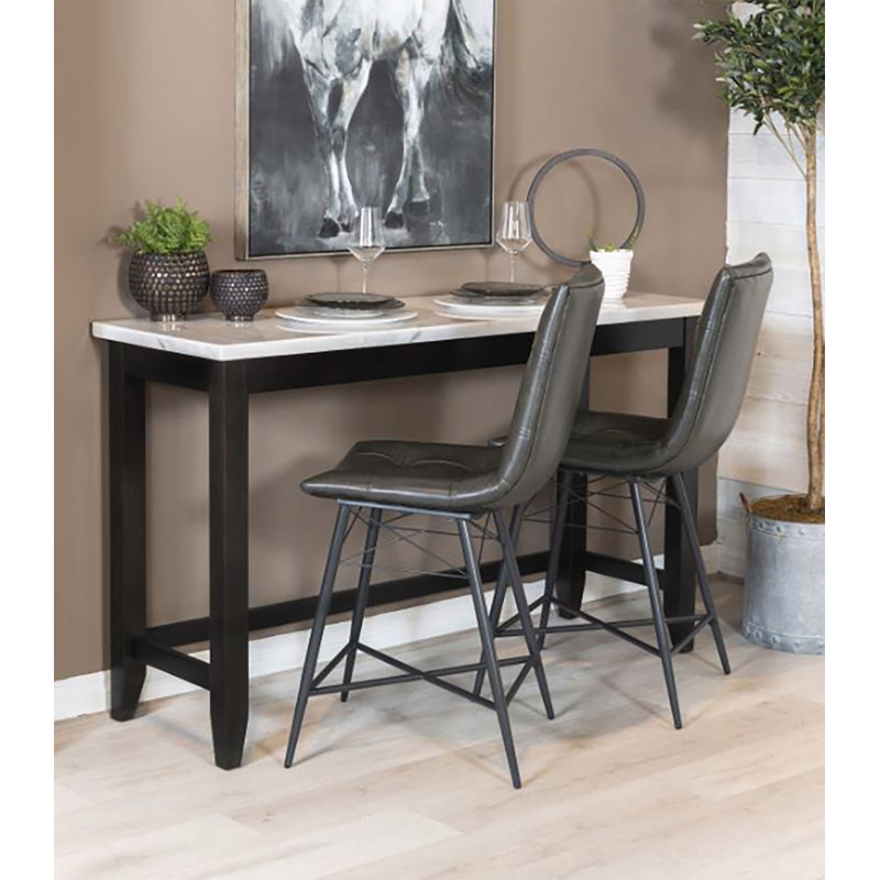 Toby Rectangular Black and White Marble Top Counter Height Table