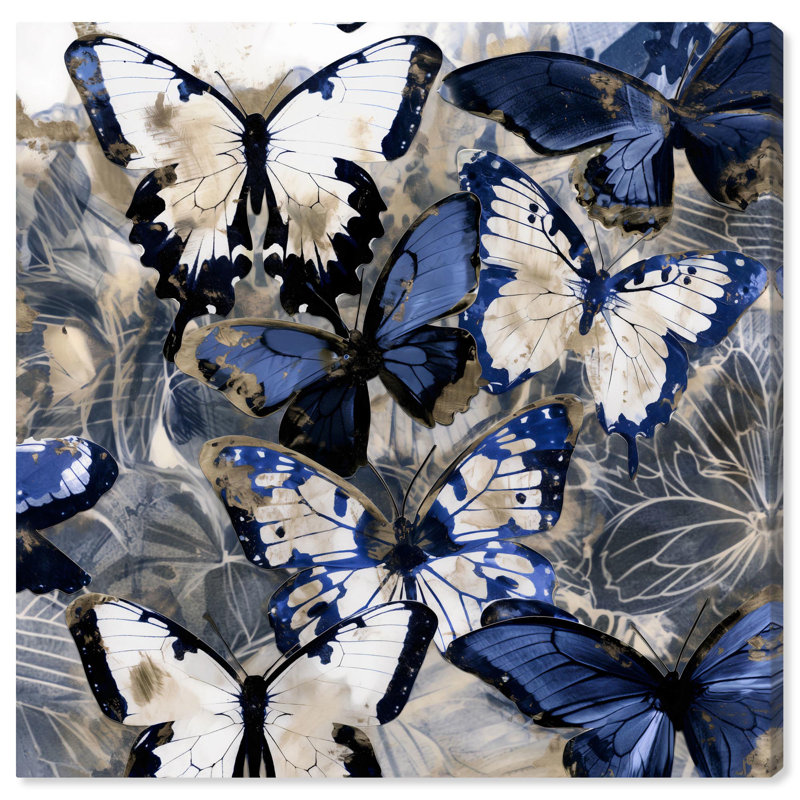 Large Square Canvas Butterfly Print with Black Frame