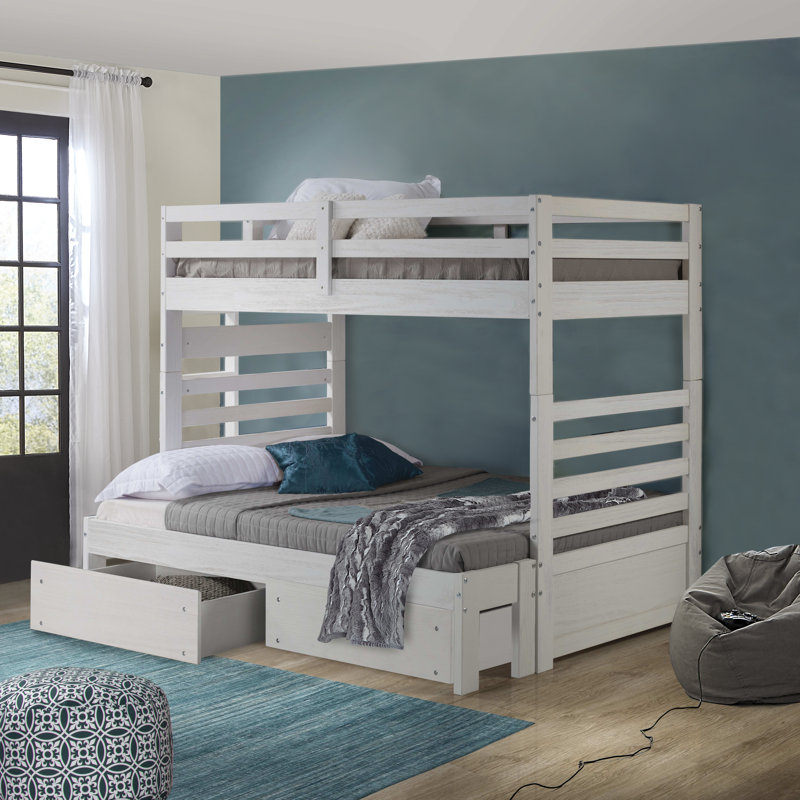 Lit superposé simple en bois massif Huseman par Lark Manor ™, Brouillard blanc