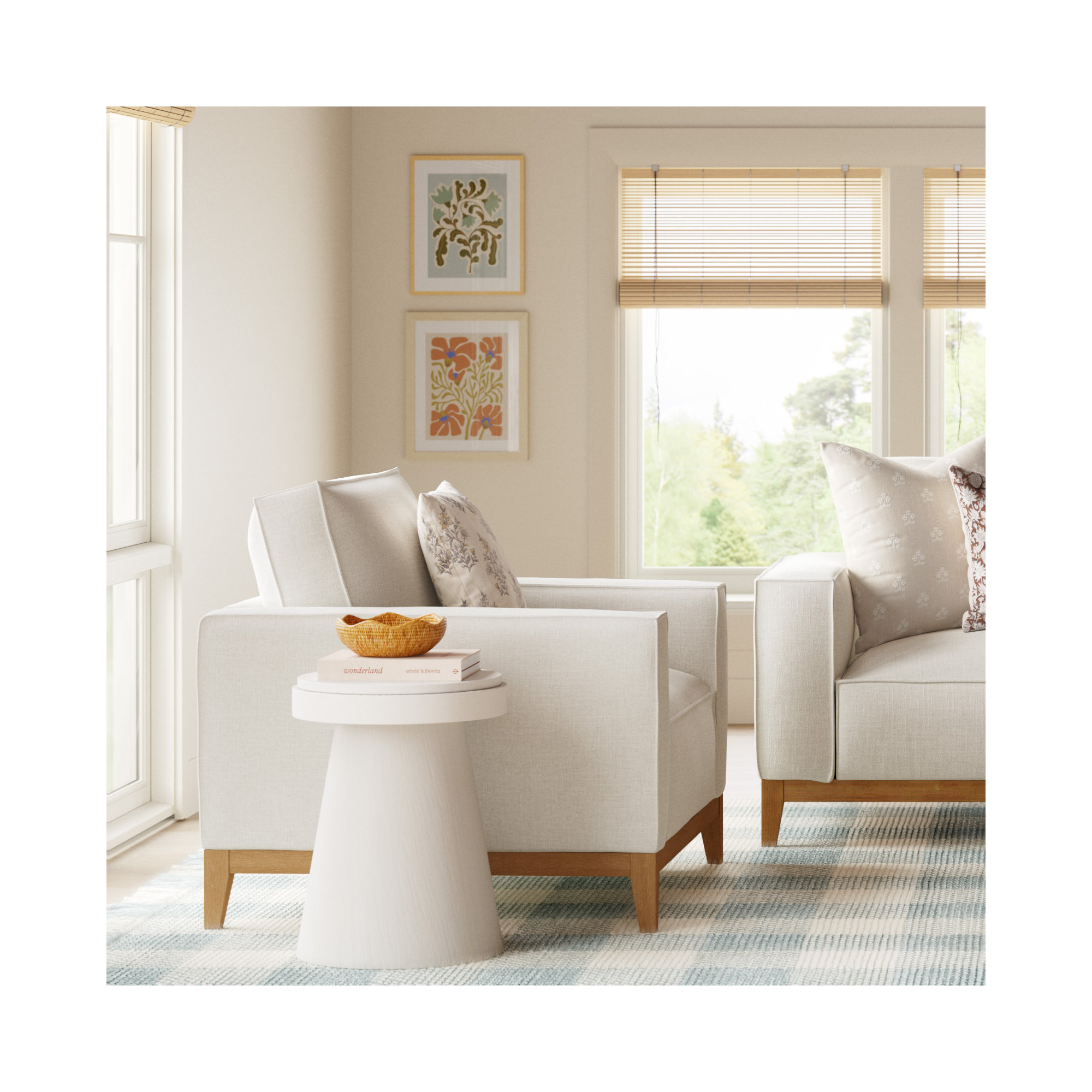 Nicky Upholstered Armchair, Effie Linen Performance Linen