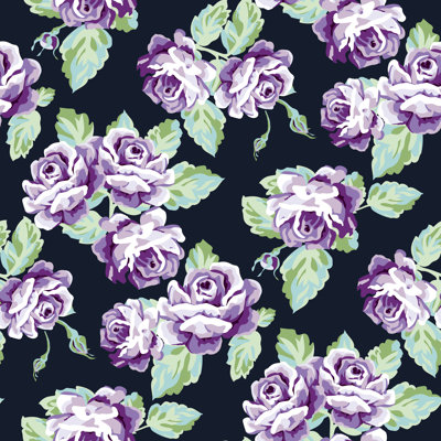 Brambleton English Rose Seamless Pattern 1 Piece Wrapped Canvas Wall Art