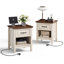 Ensemble de table de chevet Bridgeport Farmhouse avec station de rangement et de charge (ensemble de 2)