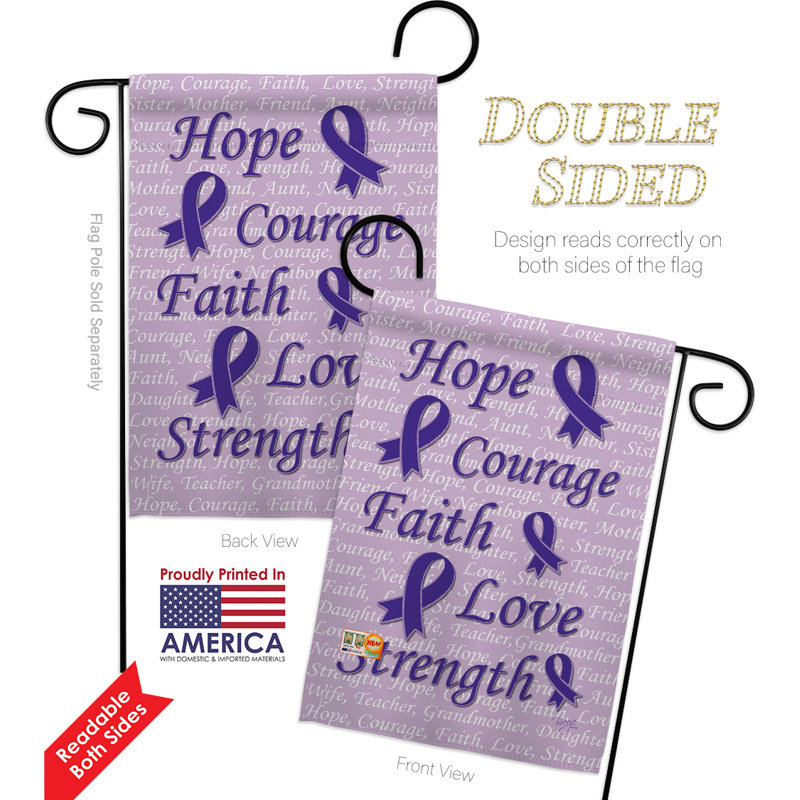 Ensemble de drapeaux décoratifs en polyester à 2 faces hope, faith, courage impressions, Mauve