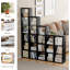 Bibliothèque de rangement à 3 cubes à une rangée, tablette décorative à dos ouvert avec cadre épaissi, organisateur en bois robuste avec surface lisse facile à nettoyer pour le salon, la chambre à coucher et le bureau personnel, facile à assembler. (3 carrés, noir)-1819820978