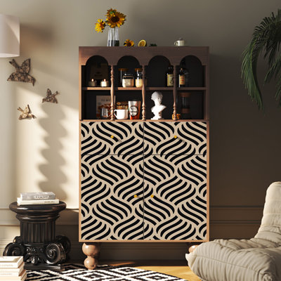 French style simple flower pattern accent cabinet
