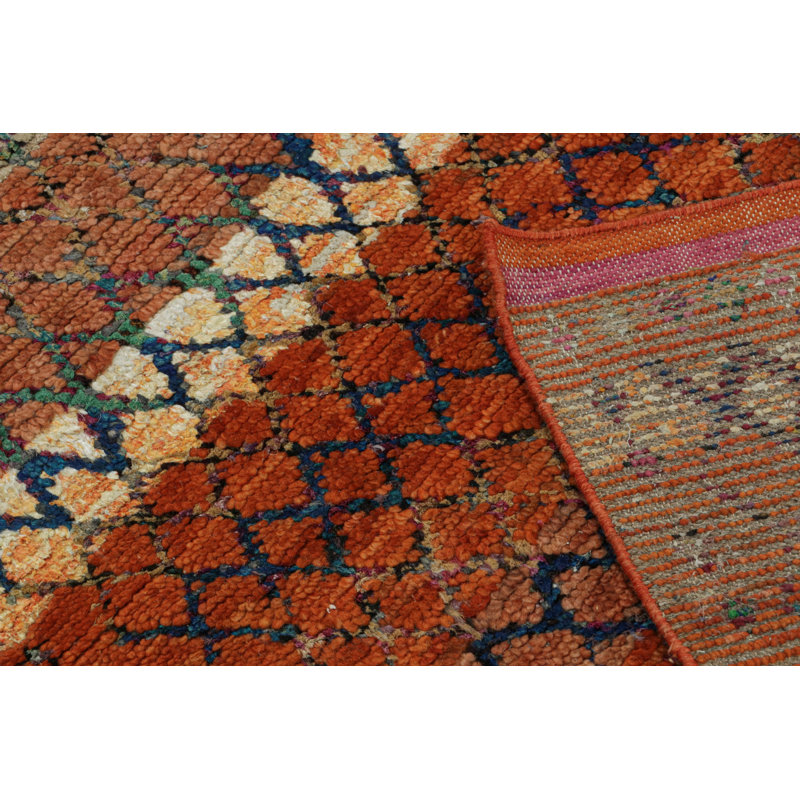 Moroccan Hand Knotted Geometric Area Rug, Rectangle 6' x 9'