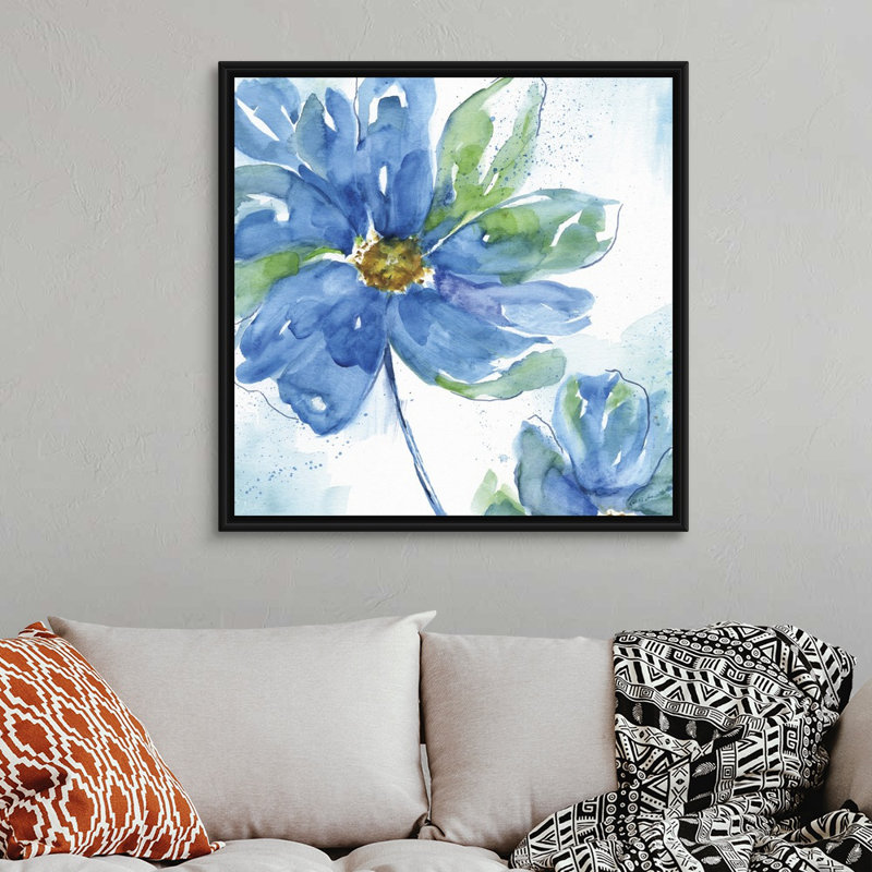«Rendered in Blue I», reproduction d'art sur toile, H 37,7 po x l 37,7 po x P 1,75 po, Cadre flottant noir