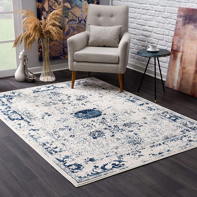 Tapis d'intérieur bleu marine Ivey, Rectangle 2 pi x 3 pi