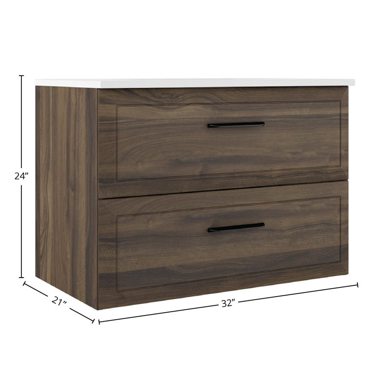 Meuble-lavabo simple Gosman, L 32 po, Marron foncé