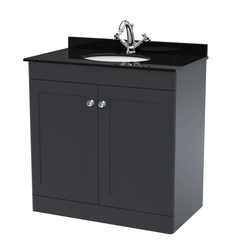 Classique 820mm Single Bathroom Vanity with Drop In Vitreous China Basin, Black, Satin Anthracite