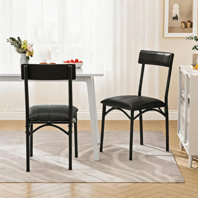 Ensemble de 2 chaises de salle à manger rembourrées Comfort-First - ensemble de 2 chaises d'appoint modernes en cuir de cuisine et de salle à manger, structure en métal, assemblage facile pour la maison ou le restaurant - Couleur: ensemble de deux chaises de salle à manger