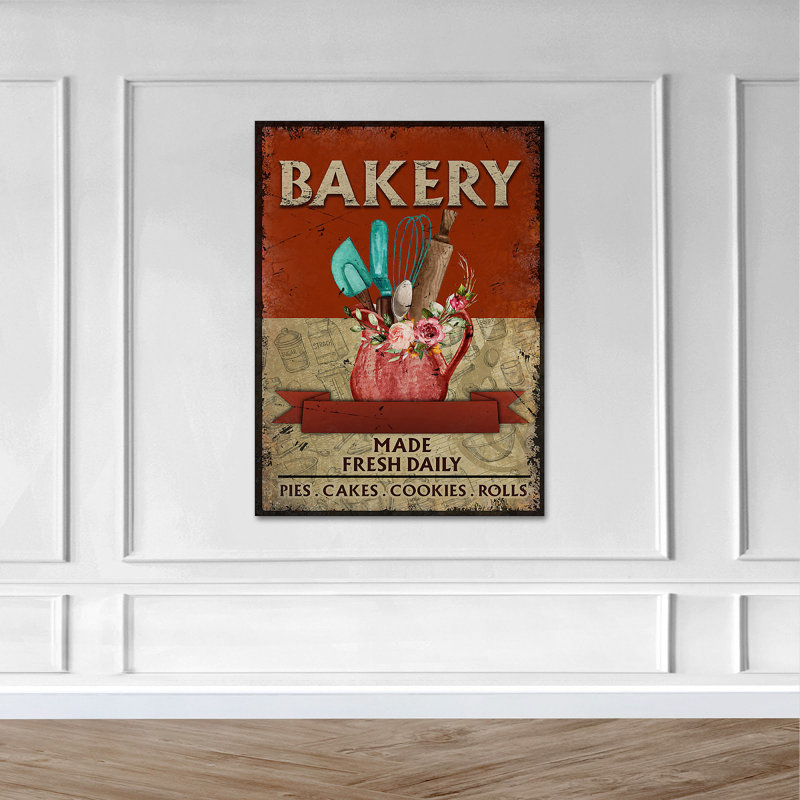 Boulangerie faite des tartes quotidiennes fraîches, gâteaux, biscuits, toile tendue sur rouleau - décor de cuisson, décoration de chambre rose et rouge