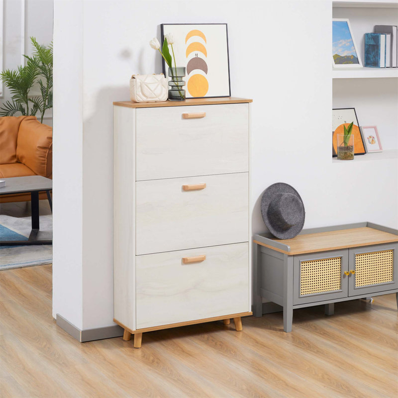12 Pair Flip Down Shoe Storage, Cream