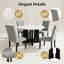 Ensemble de salle à manger 5 pièces - plateau d'aspect marbre, pieds en bois d'hévéa massif, 4 chaises rembourrées en lin, assemblage en 30 minutes, charme bicolore beige et noir-1946034690-1946034691