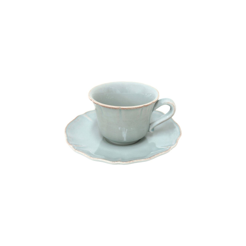 Alentejo Stoneware Teacup and Saucer, Blue