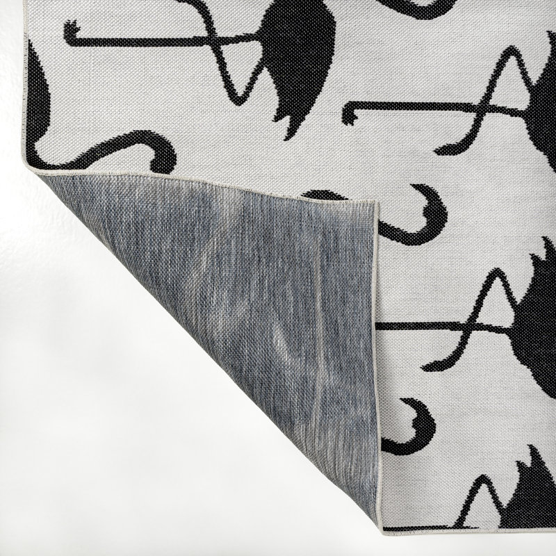 Tapis d'intérieur / extérieur deux tons blanc / noir Cindia, Rectangle 4pi x 6 pi