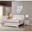 Table de chevet grise et blanche à 2 tiroirs pour mobilier de chambre rustique beige