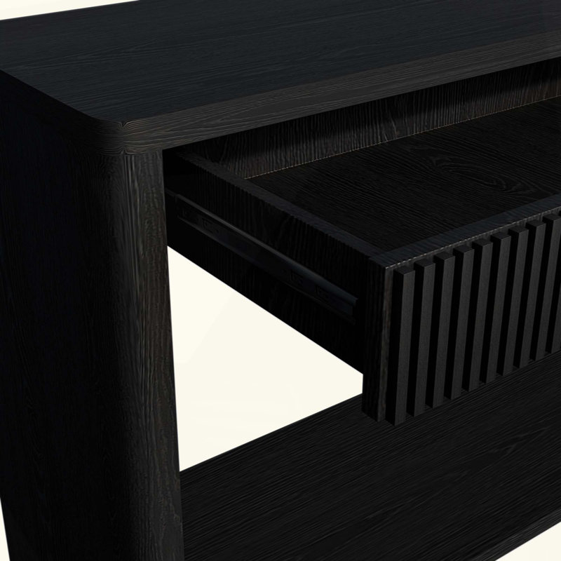 Console cannelée 60 "avec tiroirs de rangement Elowen, Noir