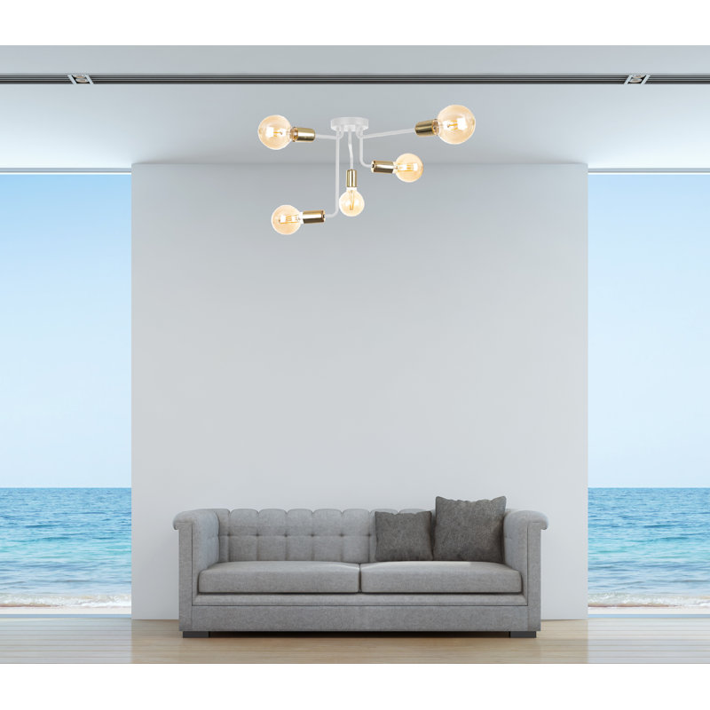 Aiello Semi Flush Mount, White/Gold