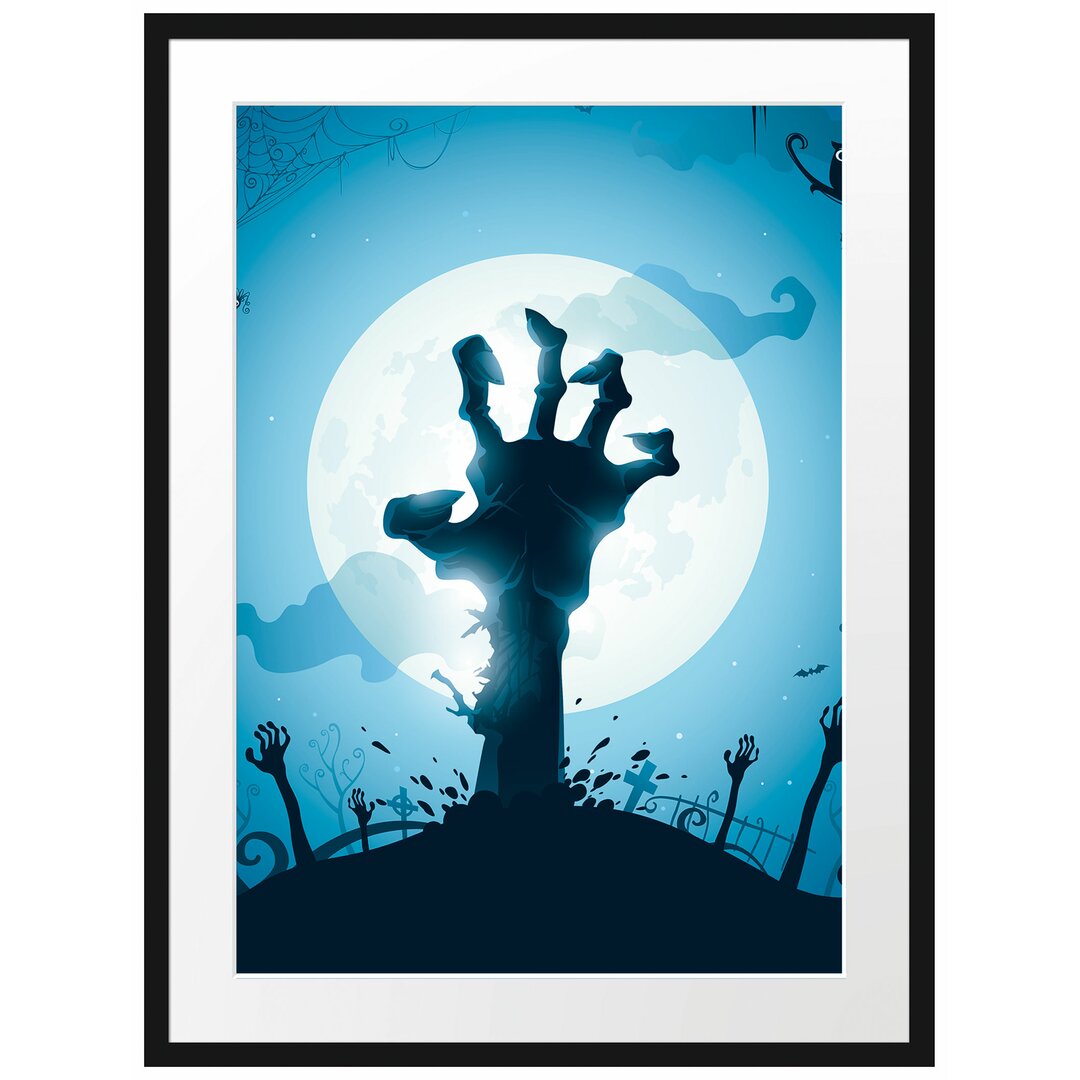 Gerahmtes Poster Gruselige Zombie Hand