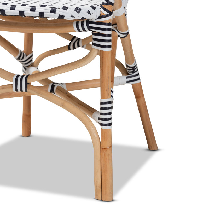Rattan Arm Chair in Black/White/Natural