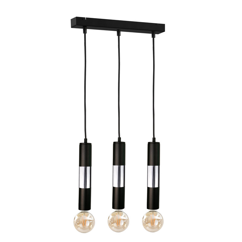Carron 3 - Light Kitchen Island Pendant,  Black/Silver, Yes