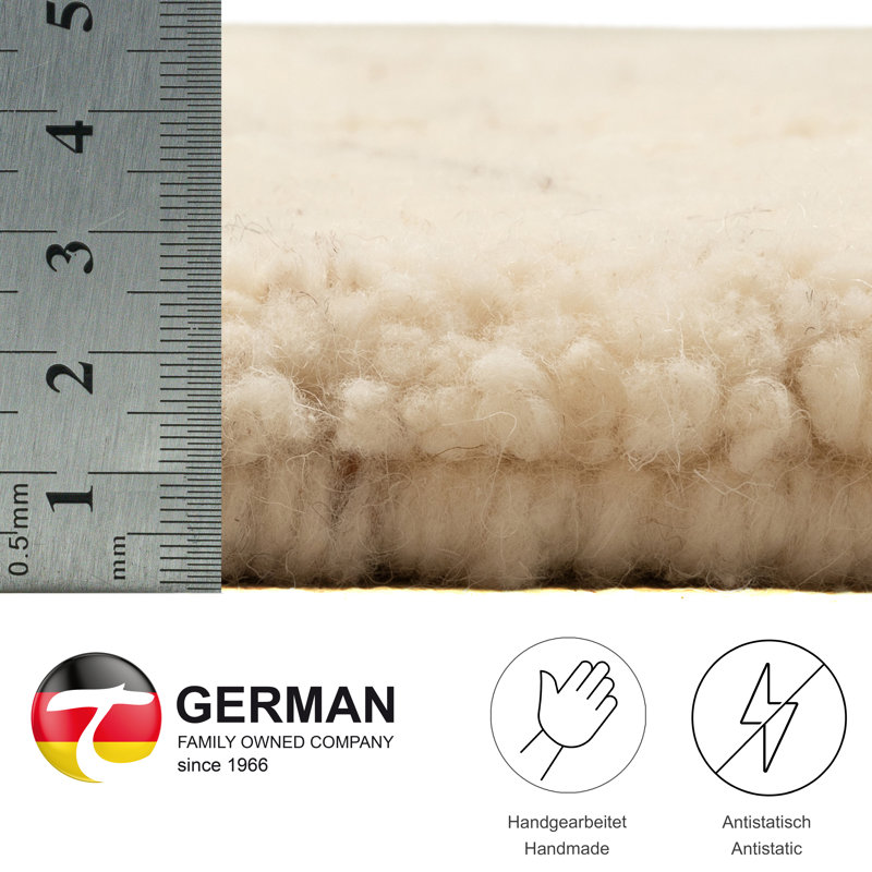 Hand Knotted Wool Beige Indoor Rug, Round 200cm