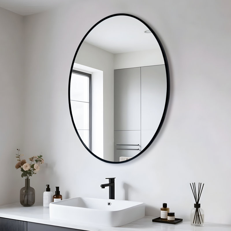 Oval Aluminum Frame Wall Mirror, 90cm x 70cm