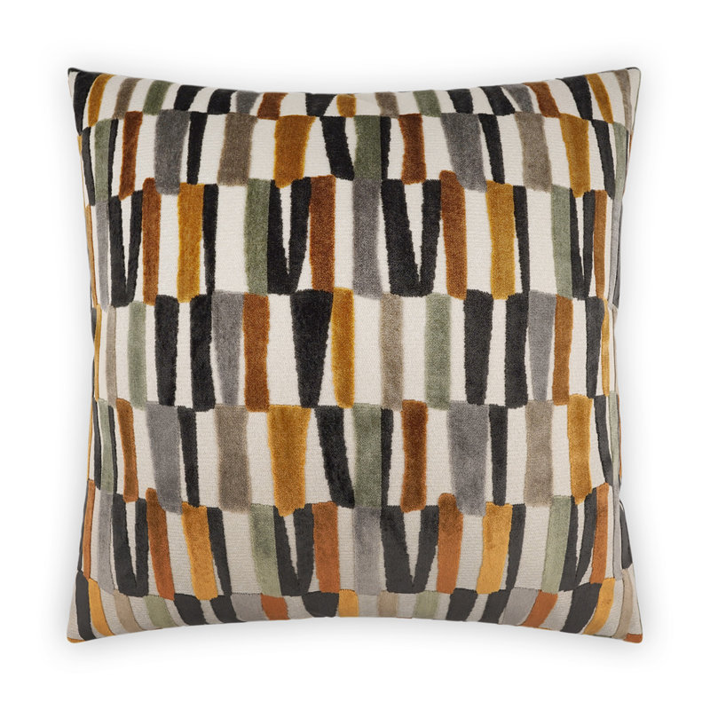 Strata Geometric Throw Pillow, Copper Geometric, Square 22"