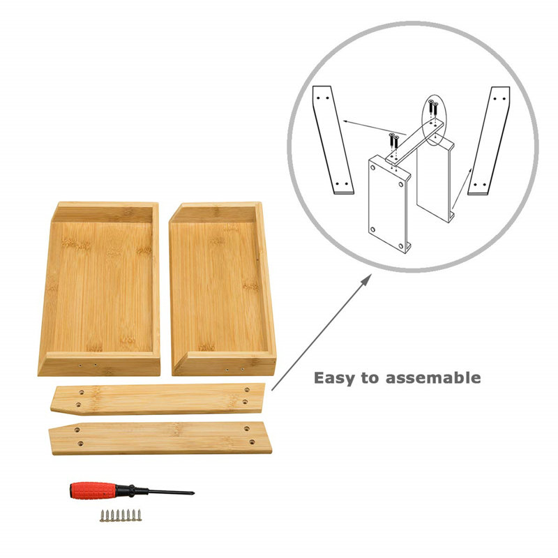 Milanko Wood 2 Compartment Makeup Organiser