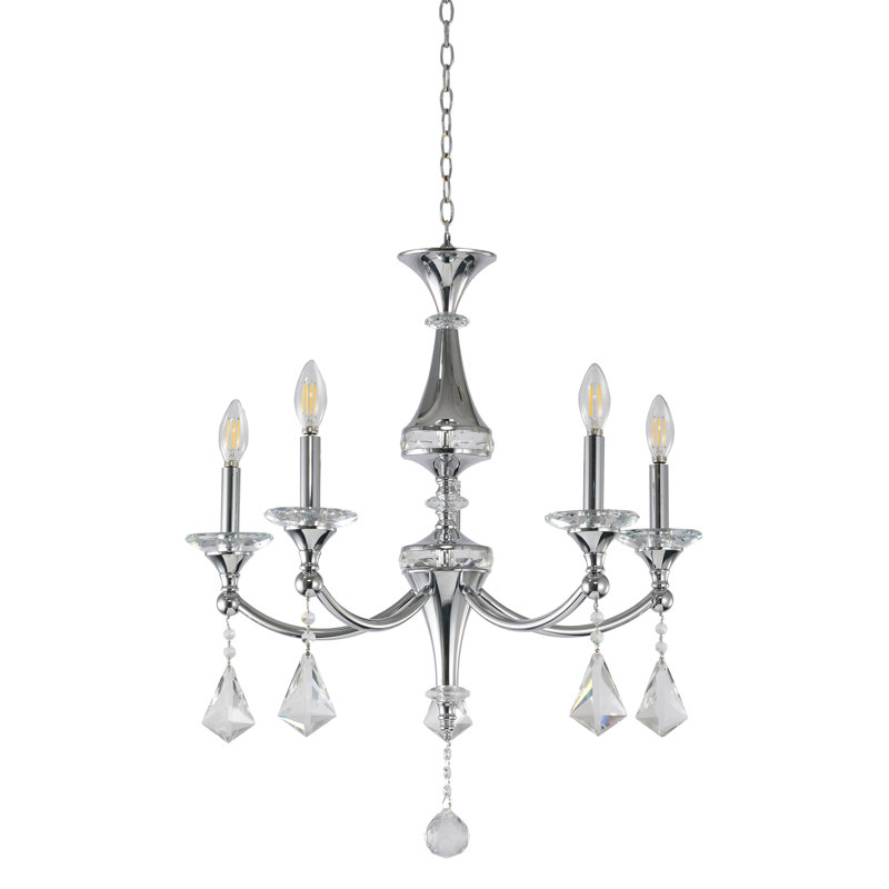 Jakirra 5-Light Traditional Crystal Chandelier , Chrome, Clear