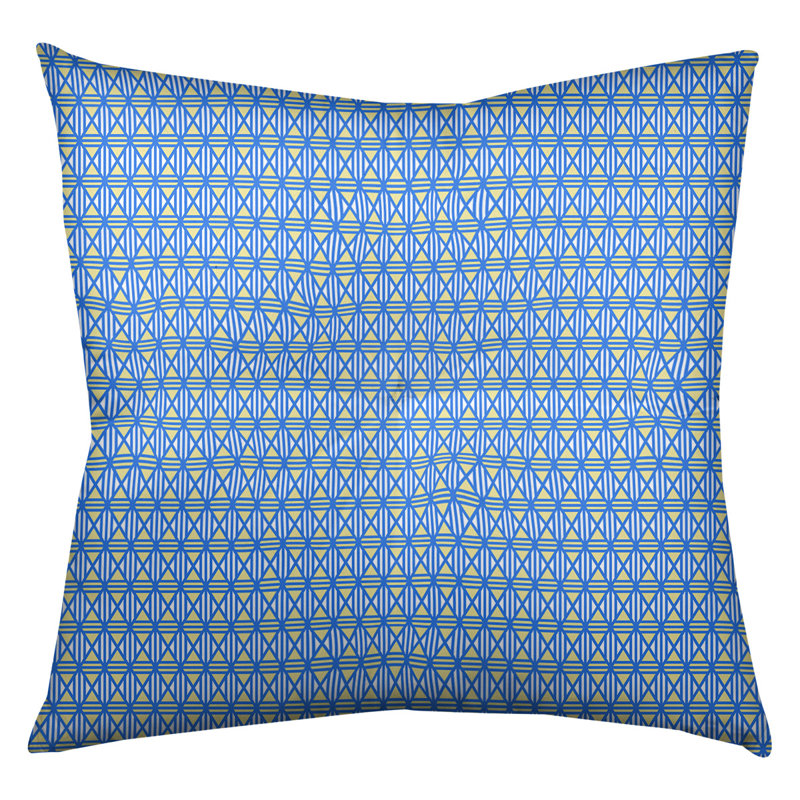Katelyn Elizabeth Ikat Reversible Throw Pillow, 26" x 26", Blue/Yellow