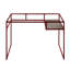 Bureau de 5 mm avec plateau en verre transparent rouge avec rangement à compartiments ouverts