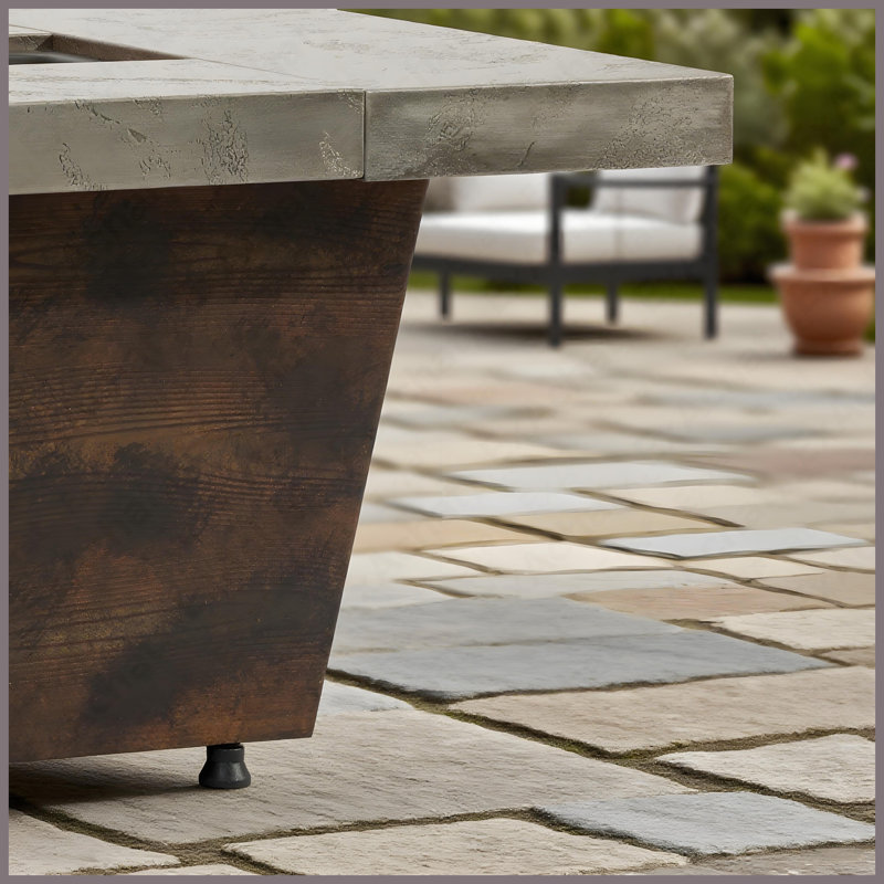 Table de foyer rectangulaire au propane en acier 40000 BTU pour la cour extérieure