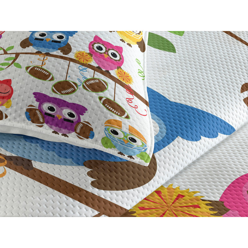 Owl Polyester Coverlet, King Bedspread + 2 Shams