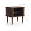Table de chevet Mid-Century en noyer de luxe avec placage en noyer foncé et accents en laiton