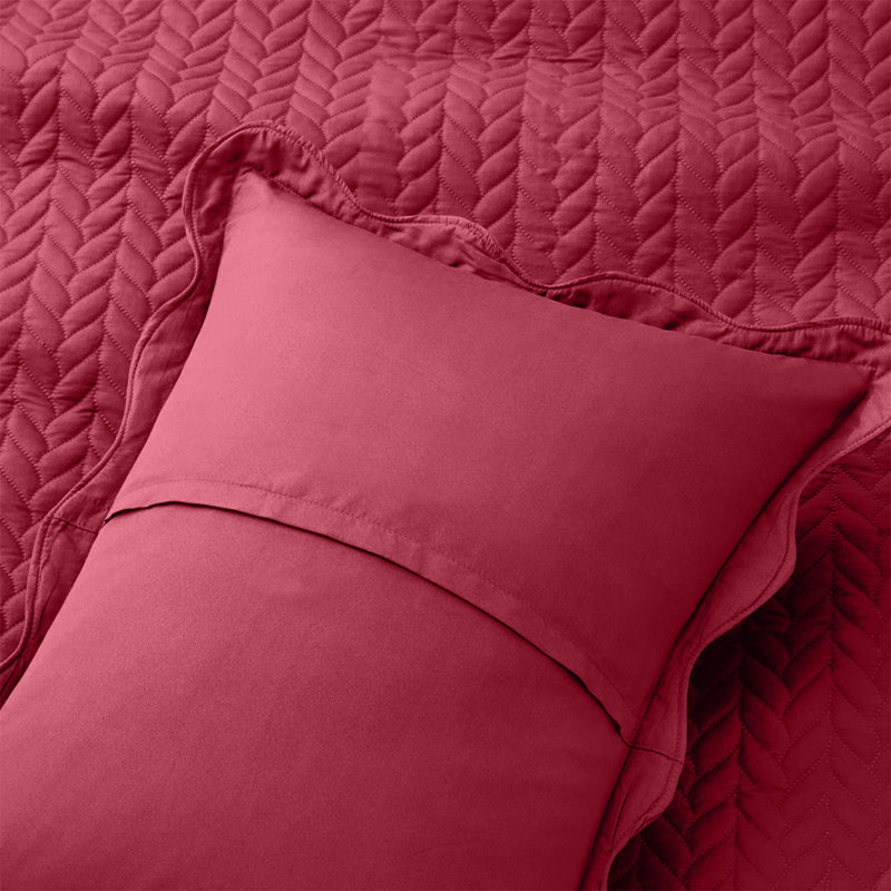 Ensemble de couvre-lit léger en relief à motif de chevrons 2 pièces Moonlight, Couvre-lit simple et 1 taie décorative