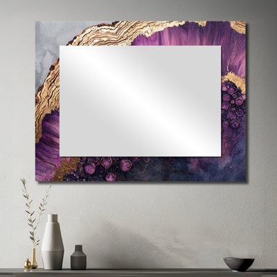 Cristaux mauves et énergie I - décoration murale miroir de ferme - imprimé sur métal