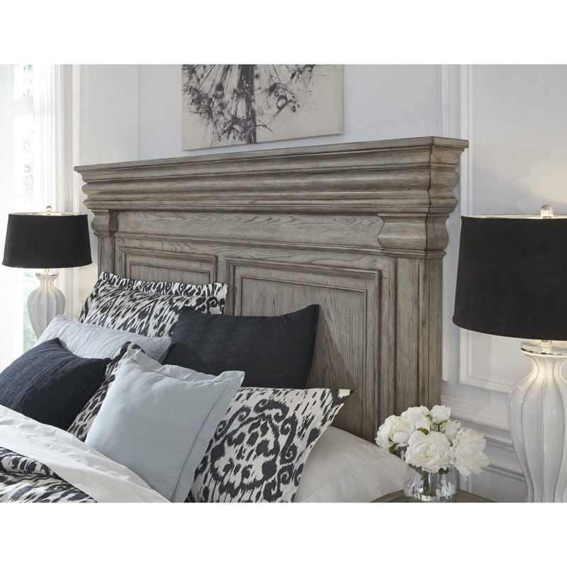 Heritage Taupe Queen Upholstered Wood Frame Bed with 3 Drawers