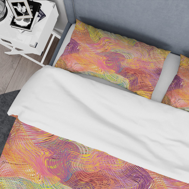 Ensemble de housse de couette en microfibre orange / mauve 2 pièces, Housse de couette pour très grand lit et 2 très