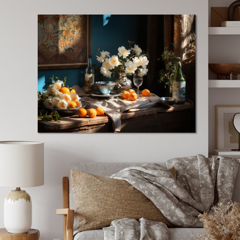 Nature morte floral sérénité II, H 24 po x l 32 po x P 1 po, Toile tendue