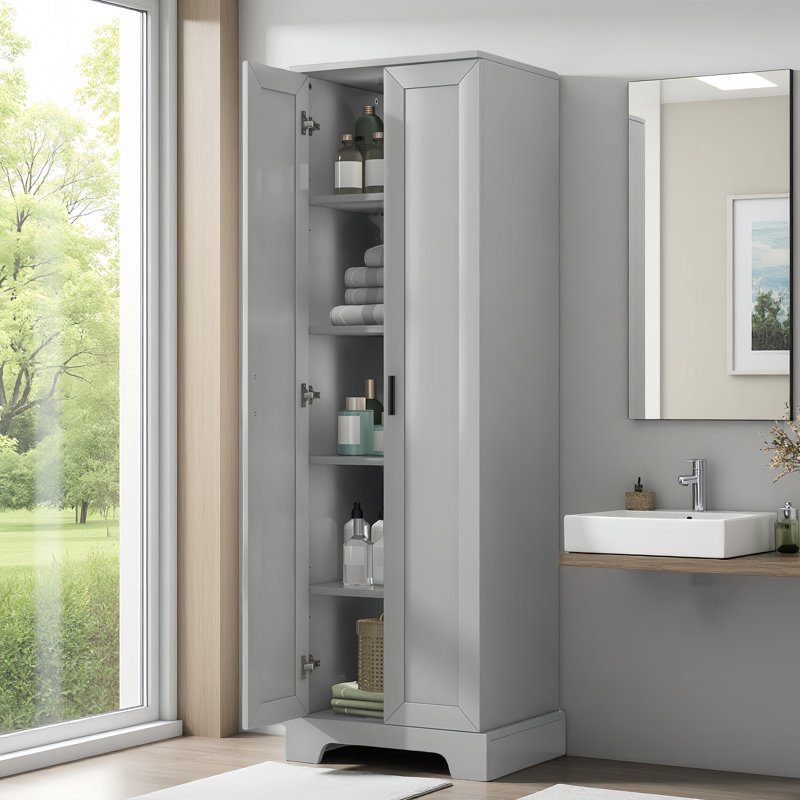 Armoire de rangement 71 po H avec tablette réglable et système de rangement multiple, Gris