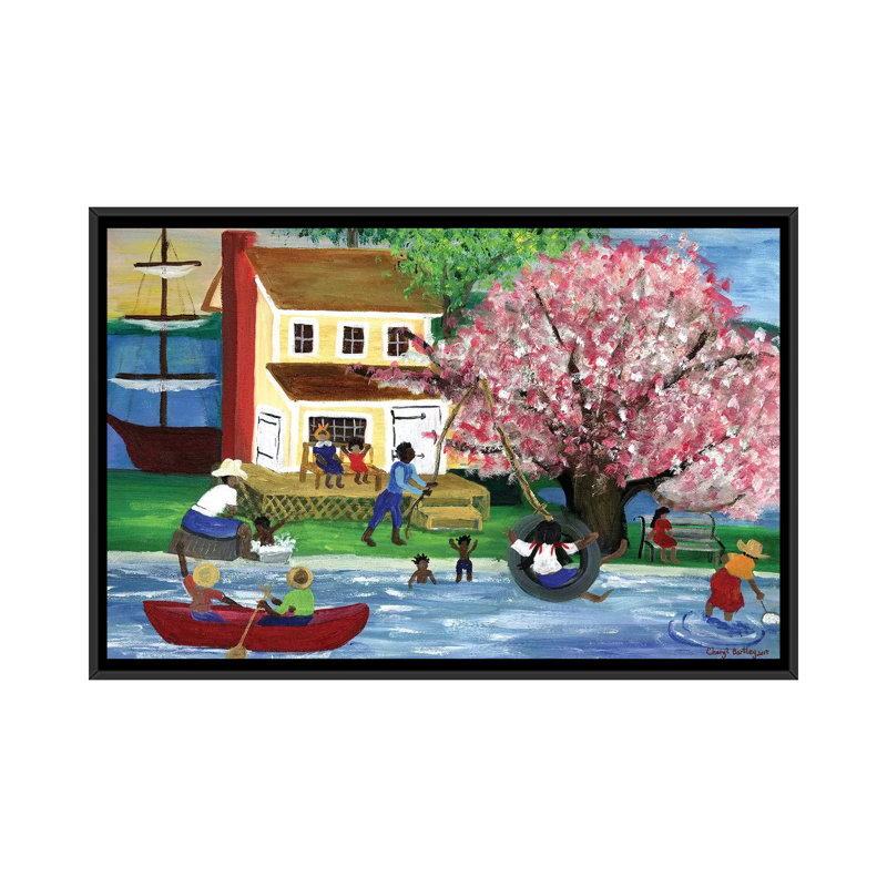 Maison afro-américaine Summertime, H 18 po x l 26 po x P 1,5 po, Toile avec cadre noir