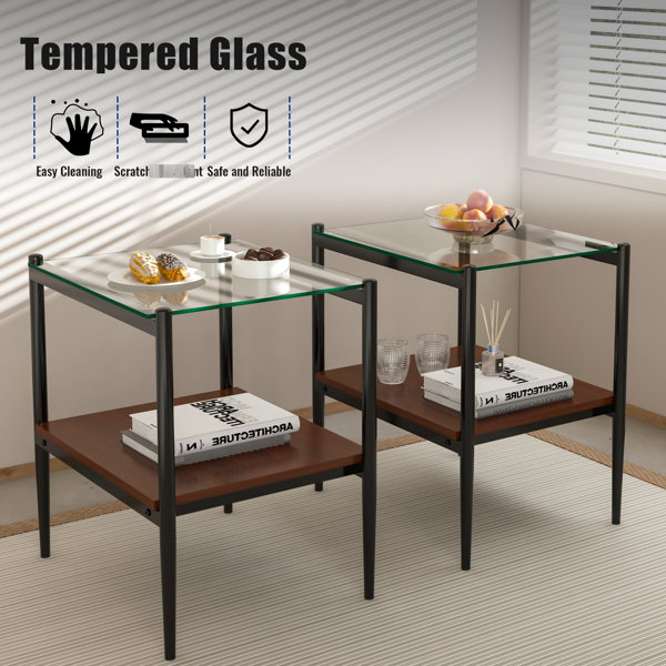 Latitude Run® Modern Table For Living Room - Tempered Glass, Layer ...