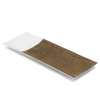Intermix Long Dish | Modern Wood-Look Centerpiece Tray
