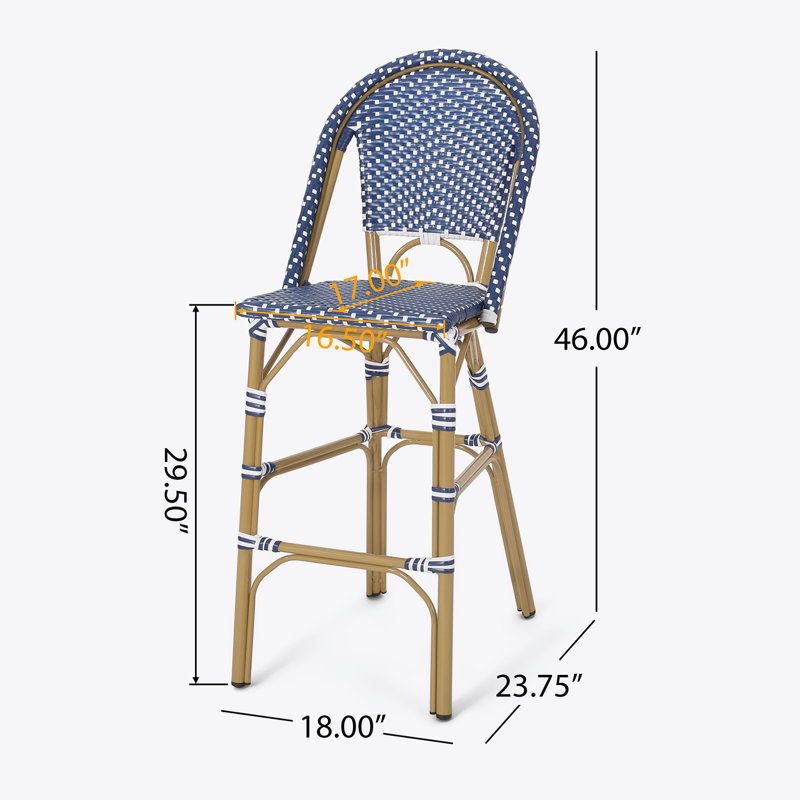 Tabourets de bar 4 pieds en aluminium rouille avec repose-pieds, Bleu sarcelle