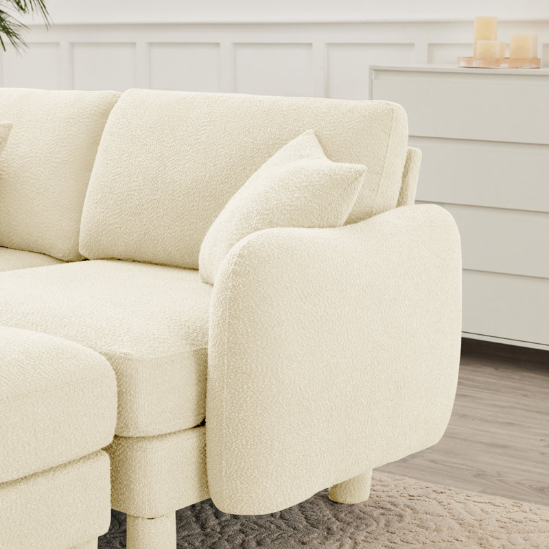 Canapé 3 places en tissu Boucle, H 35,05 po x l 109,45 po x P 35,85 po, 3, Beige